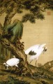 Lang shining two cranes under pine tree traditional China